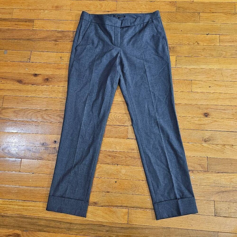 Theory Women's Wool Pants Size 6 Gray Trousers